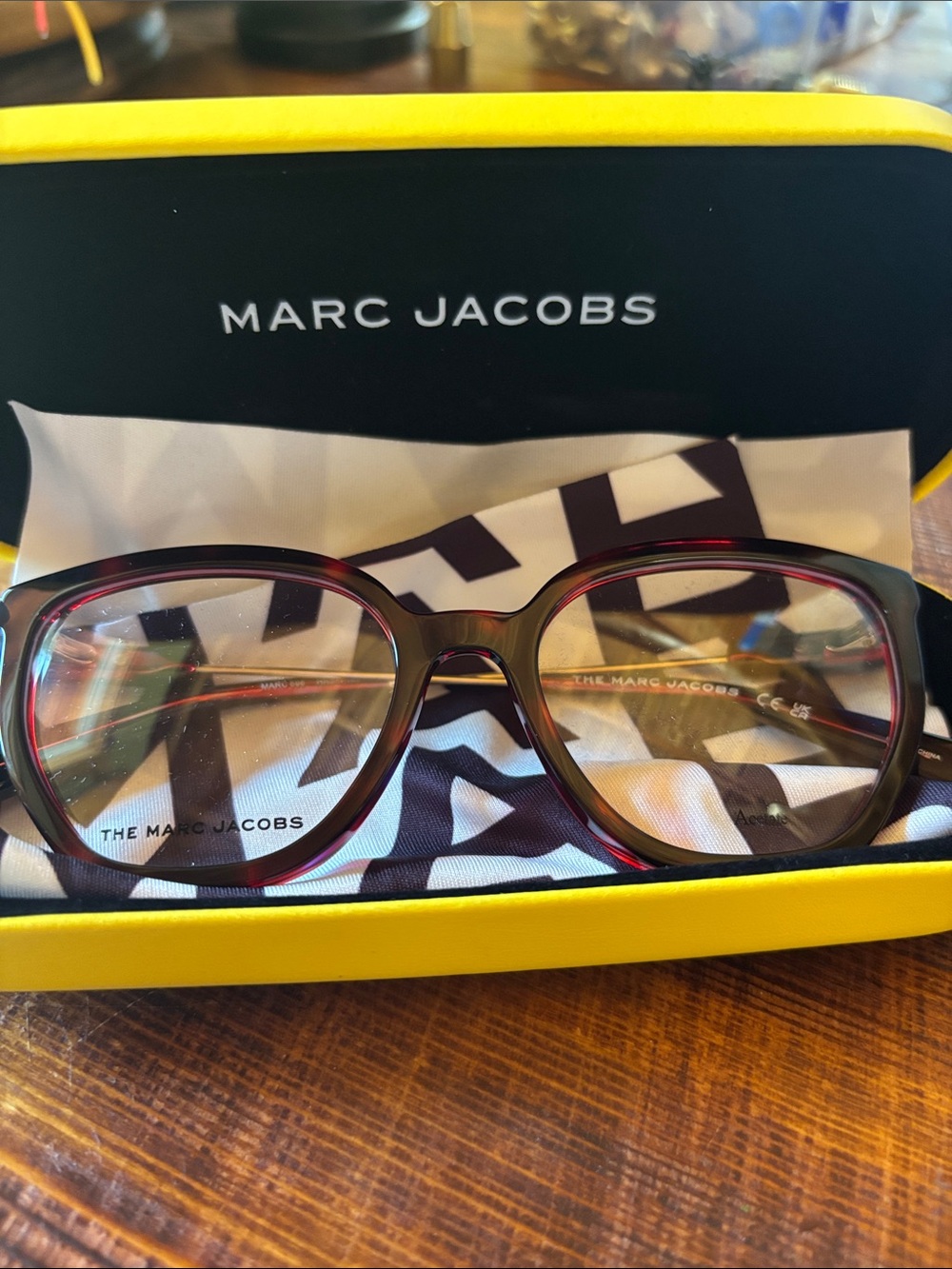 Marc Jacobs Burgundy/Tortoiseshell Full-Rim Optical Glasses